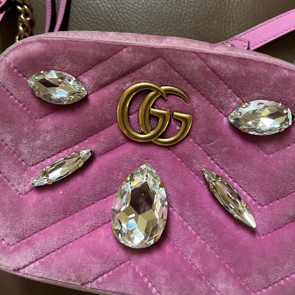 Gucci double g pink garmont mini with stones